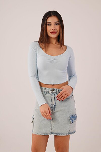 Hipo Trend Широкий комір, блакитний базовий боді