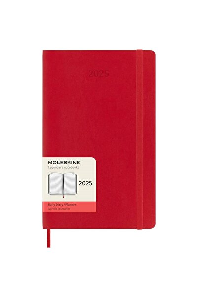 Moleskine جدول أعمال يومي أحمر أحمر 12 شهرًا - غطاء ناعم، طول L 13x21 سم