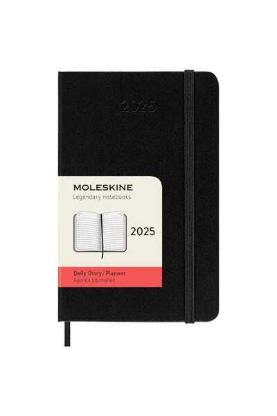 Moleskine جيب جدول يوميات أسود - 12 شهرًا، 9 × 14 سم، غطاء صلب
