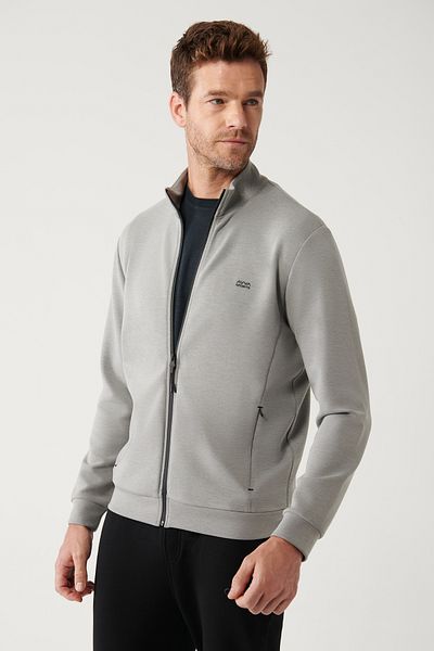 Avva Men's Gray Soft Touch Stand Collar Sweatshirt A32Y1203