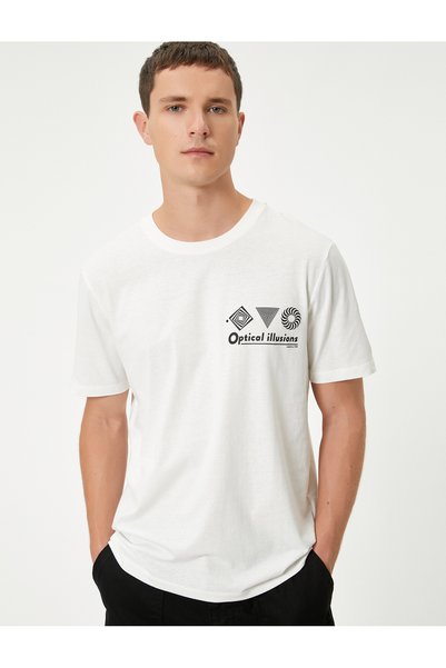 Koton Tricou din bumbac imprimat cu slogan cu gât