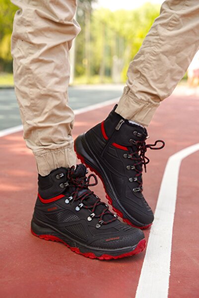 Riccon Μαύρο κόκκινο Unisex 3d Rubber Trekking Boots00128020