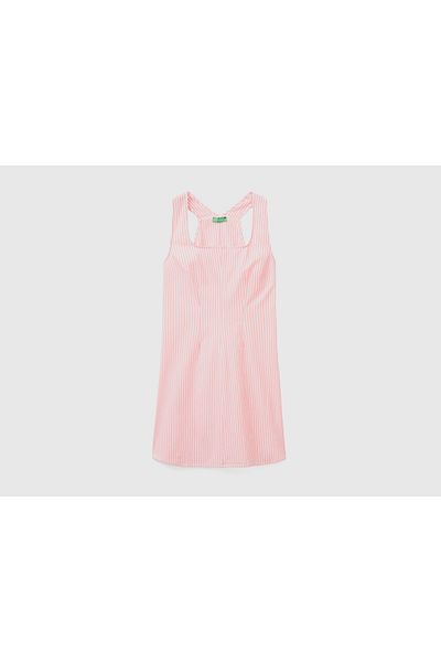 United Colors of Benetton Ärmelloses Minikleid aus rotem Seersuckerstoff für Damen