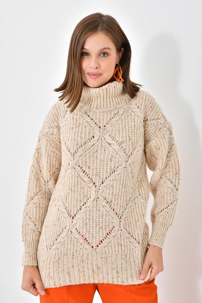 Garmi Ftz Women - Pulover de damă cu guler argintiu, culoare piatră