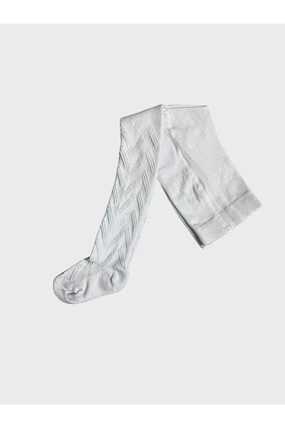 ALİŞ KİDS Girl's Cotton Washed Perfumed White Stripe Patterned Pantyhose