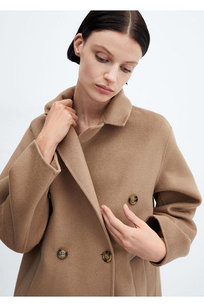MANGO Woman Oversize vlnený kabát - ručná práca
