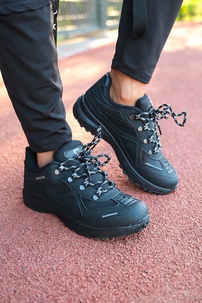 Riccon Czarne Czarne Unisex 3D Gumowe Buty Trekkingowe 00128030