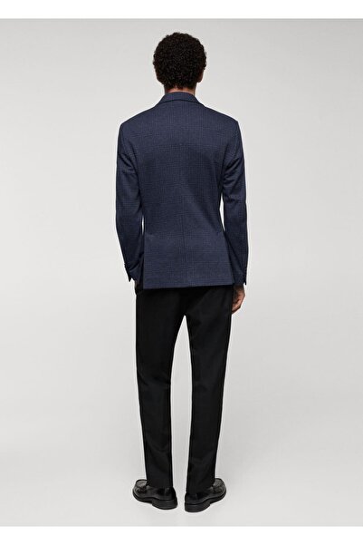 MANGO Man Dar kesim kareli pamuklu blazer ceket