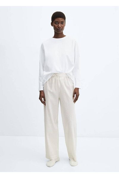 MANGO Woman Two Piece Striped Cotton Pajamas