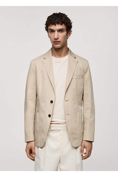 MANGO Man Slim-Fit Cotton Blazer Jacket