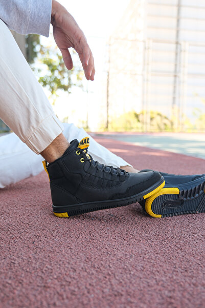 Riccon Μαύρα κίτρινα ανδρικά αθλητικά μποτάκια00122262