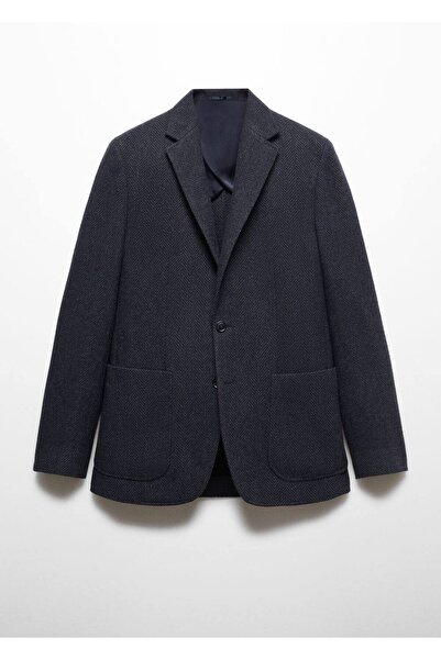 MANGO Man Dar Kesim Balıksırtı Yün Blazer Ceket