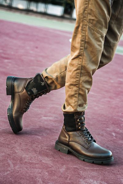 Riccon Brown Leather Men's Boots 0012149