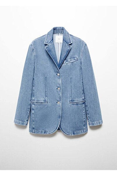 MANGO Woman Düğmeli denim blazer ceket