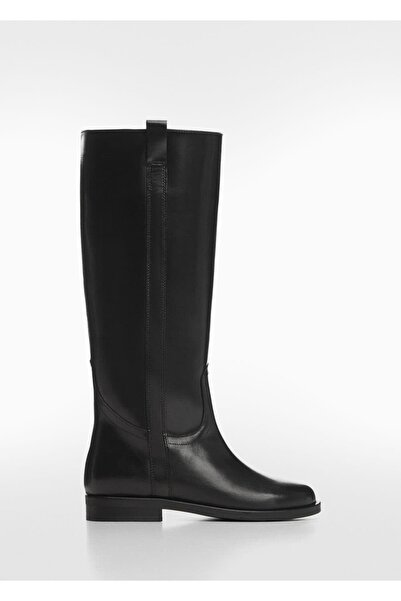 MANGO Woman Dlouhé kožené kozačky