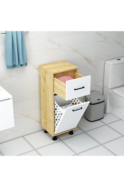 Home Mobiga Sorty Çamaşır Sepetli Çekmeceli Banyo Dolabı