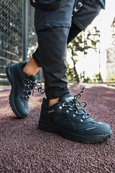 Riccon Czarne Czarne Unisex 3D Gumowe Buty Trekkingowe 00128030