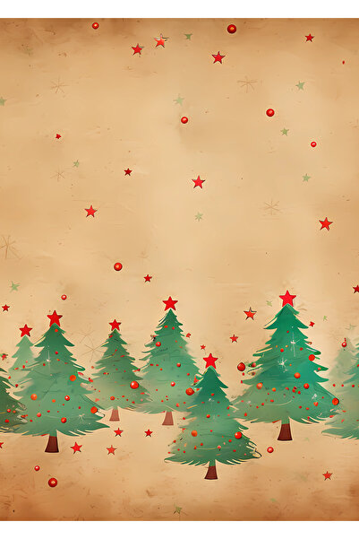 Hiras Dizayn Kuromi54 20 Adet Kraft Görünüm Yeniyıl Çam Desenli A4 Sevimli Et...