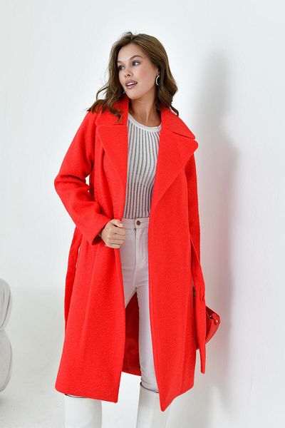 Garmi Ftz Women's Red Wide Collar Women's Coat