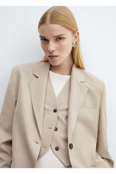 MANGO Woman Jachetă blazer - Design cu nasturi