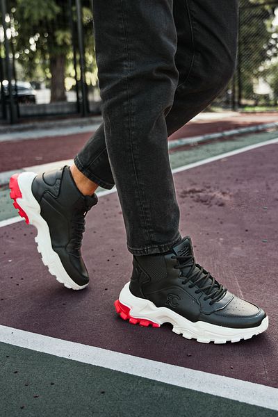 Riccon Μαύρα Λευκά Κόκκινα Unisex Μπότες Sneaker0012108