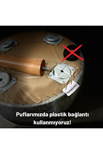 Asedia Miskin Ceviz Kül Gri Ahşap Ayak Uzatma Puf Makyaj Koltuğu Tabure
