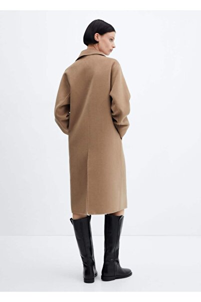 MANGO Woman Голямо вълнено палто - ръчна изработка