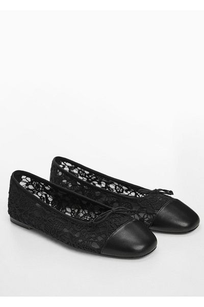 MANGO Woman Ballerinas mit Spitzenschnürung