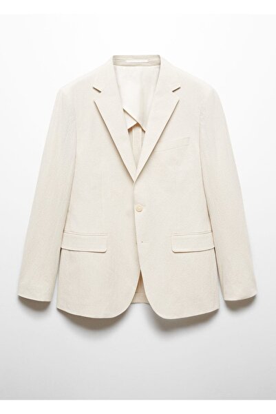 MANGO Man Çizgili gofre pamuklu slim fit blazer ceket