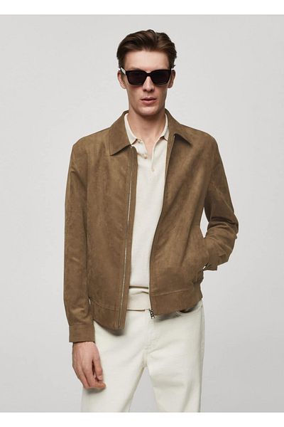 MANGO Man Παλτό με φερμουάρ Suede Look