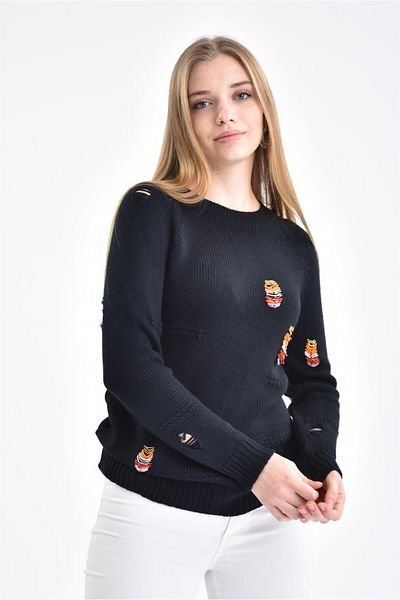 Garmi Pulover de damă cu mărgele brodate negru