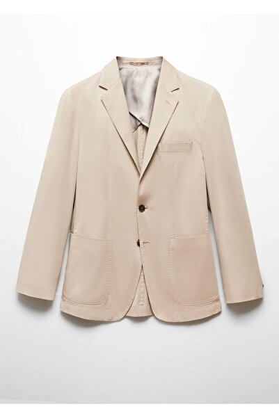 MANGO Man Dar Kesim Pamuklu Blazer Ceket