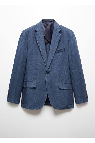 MANGO Man %100 Balıksırtı Keten Blazer Ceket
