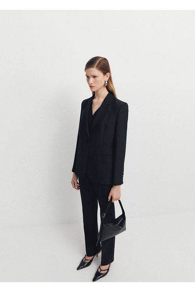 MANGO Woman Wool Color Blazer Jacket