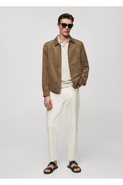 MANGO Man Παλτό με φερμουάρ Suede Look
