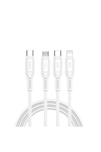 WIWU 3in1 Çoğaltıcı Kablo Usb-c la Lightning Type-c Micro Şarj Data Kablosu 6...