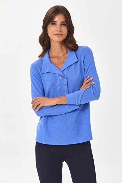 İKİLER Önü Çıtçıtlı Uzun Kol Bluz 245-1700