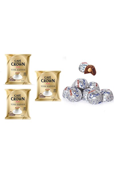 Ülker Cafe Crown Türk Kahvesi 100 gr X 3 adet ve ÜLKER Ece Bütün Fındıklı Sütlü Çikolata 1000 gr