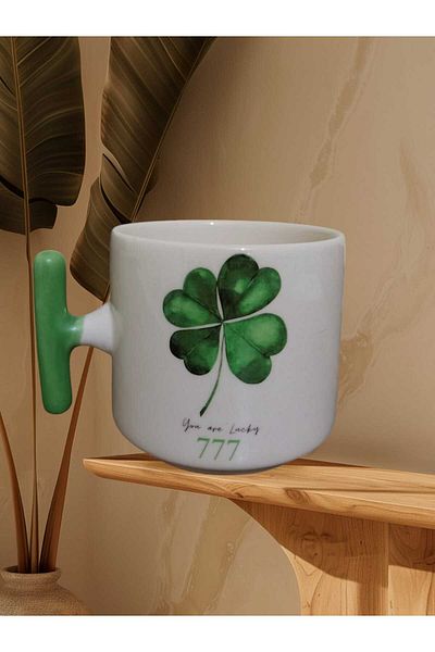 GameFruy Clover 777 Double Sided Printed t Mug - Green Handle