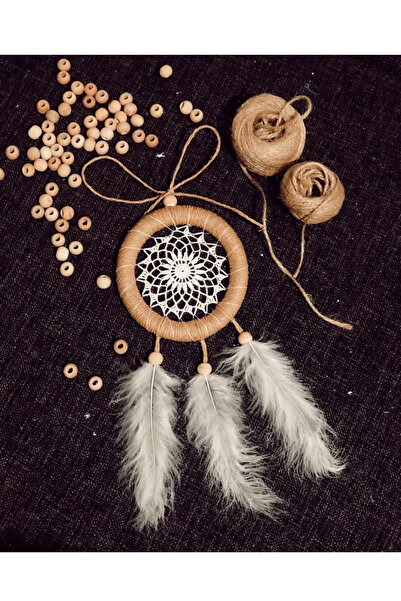 Mi-ÇA HOME Hasır Ip Jüt El Yapımı Araba Süsü Rüya Kapanı | Düş Kapanı | Dikiz Ayna Süsü | Dreamcatcher | 9 Cm