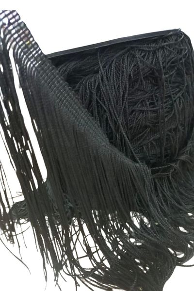P Parla Black Tassel Fringe Strip - 20 cm, 5 Meters