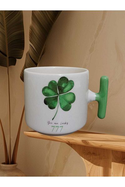 GameFruy Clover 777 Double Sided Printed t Mug - Green Handle