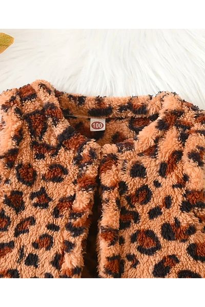 anonim Girl's Leopard Print Plush Vest