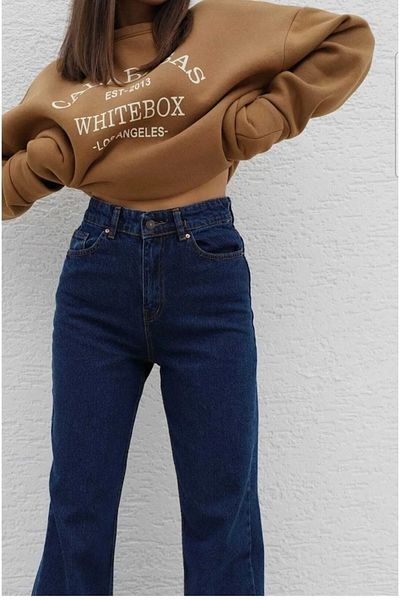 DRC trend Nicola Navy Blue Lycra Super High Waist Loose Jeans Palazzo Pants