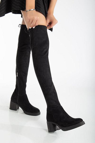 MaskButik Clara Stretch Suede Black Boots