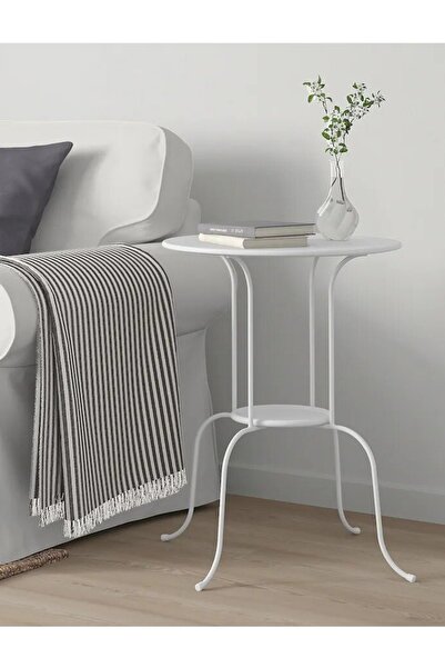 ALMUFARREJ Round metal tea and coffee table, white