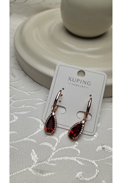 Uzel Xuping Küpe Çelik Sarı Etrafı Taşlı Küpe, Zirkon Taşlı Çelik Küpe