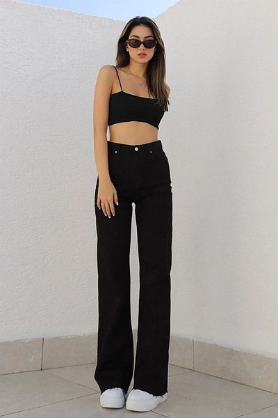 DRC trend Moses High Waist Stretchy Black Jeans - Loose Lycra Palazzo Pants
