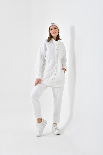 Garmi Ftz Women - Women's Ecru Rope Quilted Suit Set