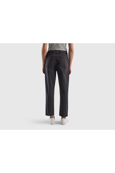United Colors of Benetton Men's Anthracite 100% Cotton Chino Trousers